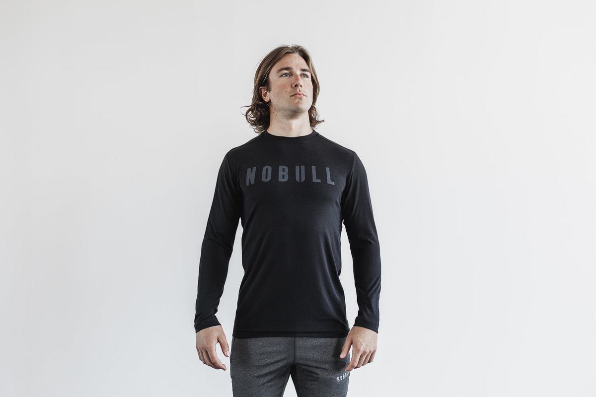 Nobull Men's Long Sleeves Black | Australia (IF0912)